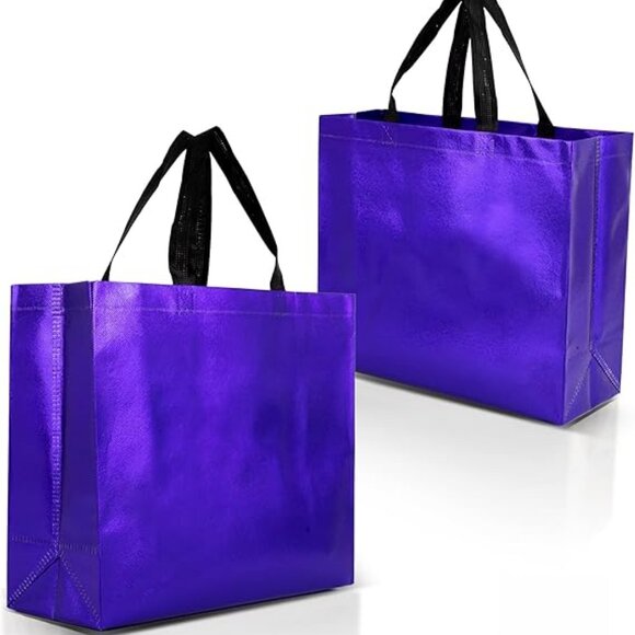 Purple Gift Bags Large Size – Set of 12 Purple Reusable Gift Bags With Handles - Picture 1 of 4